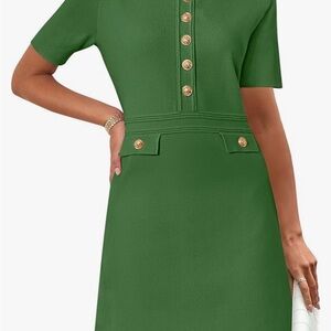 NWT Merokeety Elegant Green Dress with Gold Accents